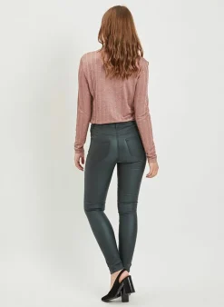 Vila Bestsellertopbroek Van - Vicommit Leatherlook black coated Best Sale