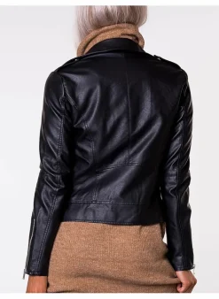 Vila Faux Leather Jacket Van - Cara black Clearance
