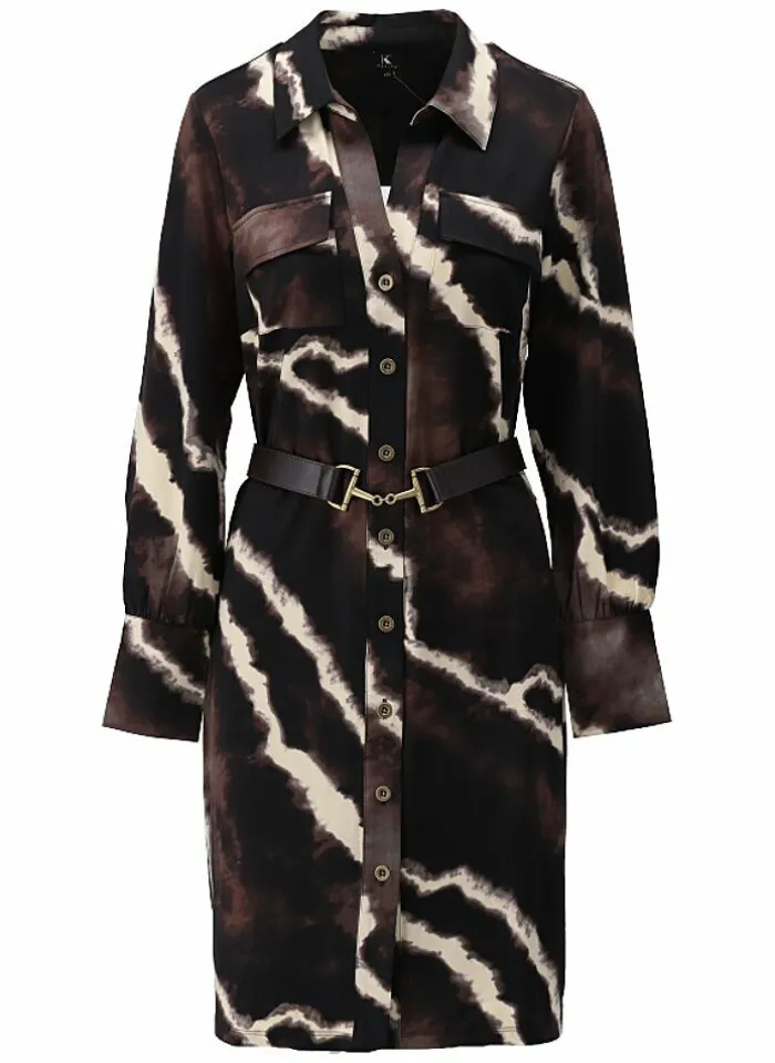 K-design Kleed X385 Jurk Met Print, Knopen En Riem (Pre Order) p668 Store