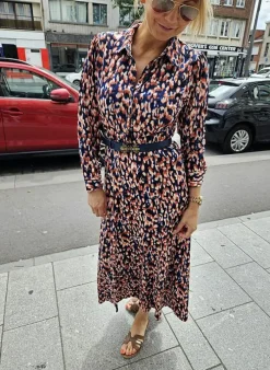 K-design Kleed X129 Maxi Jurk Met Boho Print En Riem (Geleverd) Clearance