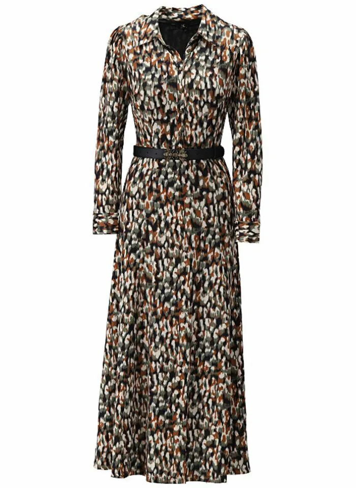 K-design Kleed X129 Maxi Jurk Met Boho Print En Riem (Geleverd) Clearance