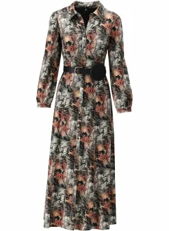 K-design Kleed X301 Maxi Jurk Met Print, Knoopjes En Riem (Pre Order) p654 Online