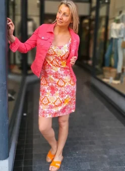 Geisha Kleed Van - 37059 army/orange/pink Best Sale