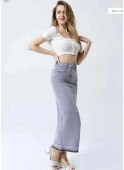 Musthaves Rok Denim Long Grijs Cheap