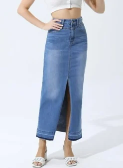 Musthaves Rok Denim Long Grijs Cheap