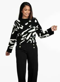 Tramontana Broek Wide Leg Sailor Details 8 zwart Clearance