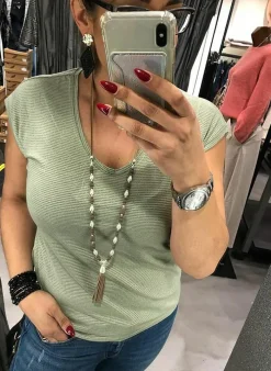 Pieces T-Shirt Van - Pcbillo Noos (Lurex Lijntjes) Bestseller! Reflecting pond Cheap