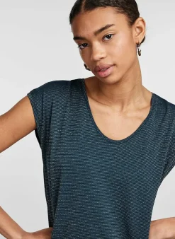 Pieces T-Shirt Van - Pcbillo Noos (Lurex Lijntjes) Bestseller! Reflecting pond Cheap