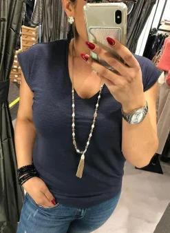 Pieces T-Shirt Van - Pcbillo Noos (Lurex Lijntjes) Bestseller! Reflecting pond Cheap